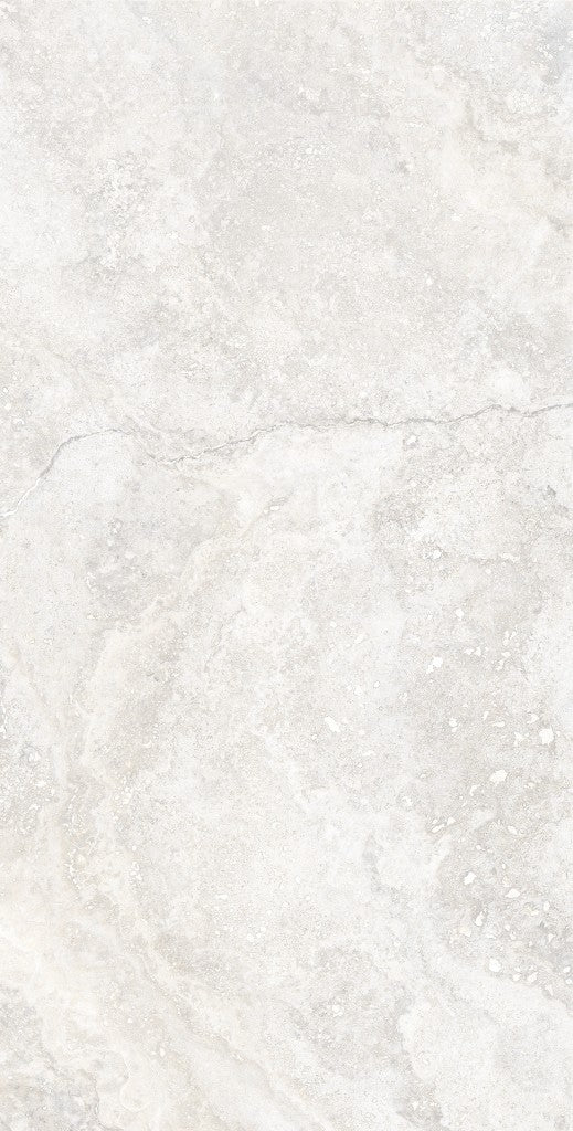 Charleston white travertine-effect matt porcelain 600x1200mm tile, room setting