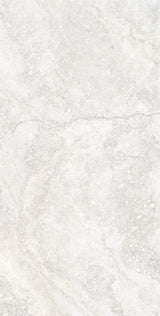 Charleston white travertine-effect matt porcelain 600x1200mm tile, room setting