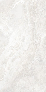Charleston white travertine-effect matt porcelain 600x1200mm tile, close-up of veining