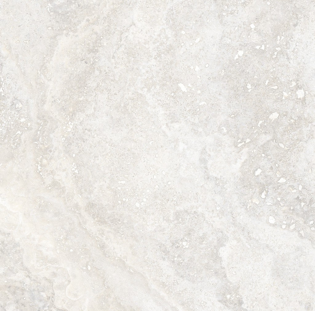 Charleston white travertine-effect matt porcelain wall and floor tile 600x600mm, main view