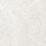 Charleston white travertine-effect matt porcelain 600x600mm tile, close-up