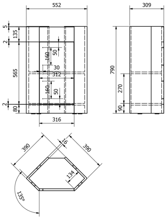Kartell K-VIT Impakt Corner Vanity Unit with Basin-White Gloss (IMP405CORN RWFCORNBAS)