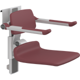 Pressalit PLUS shower seat – 450 mm Manual – Back & Armrests, Standard Seat, Red