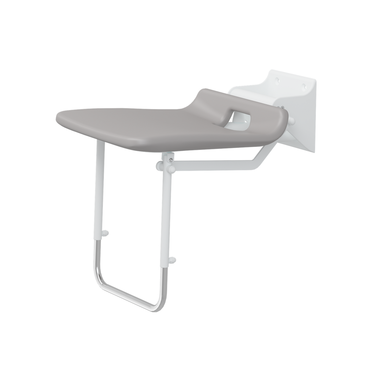 Pressalit VALUE IV folding shower seat with support leg – view 3