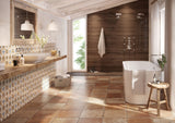 Dana Point Terracotta rustic satin porcelain wall and floor tile 406x406mm
