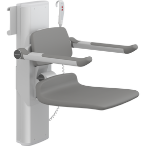 Pressalit PLUS shower seat – 450 mm Electric – Back & Armrests, Standard Seat, Anthracite