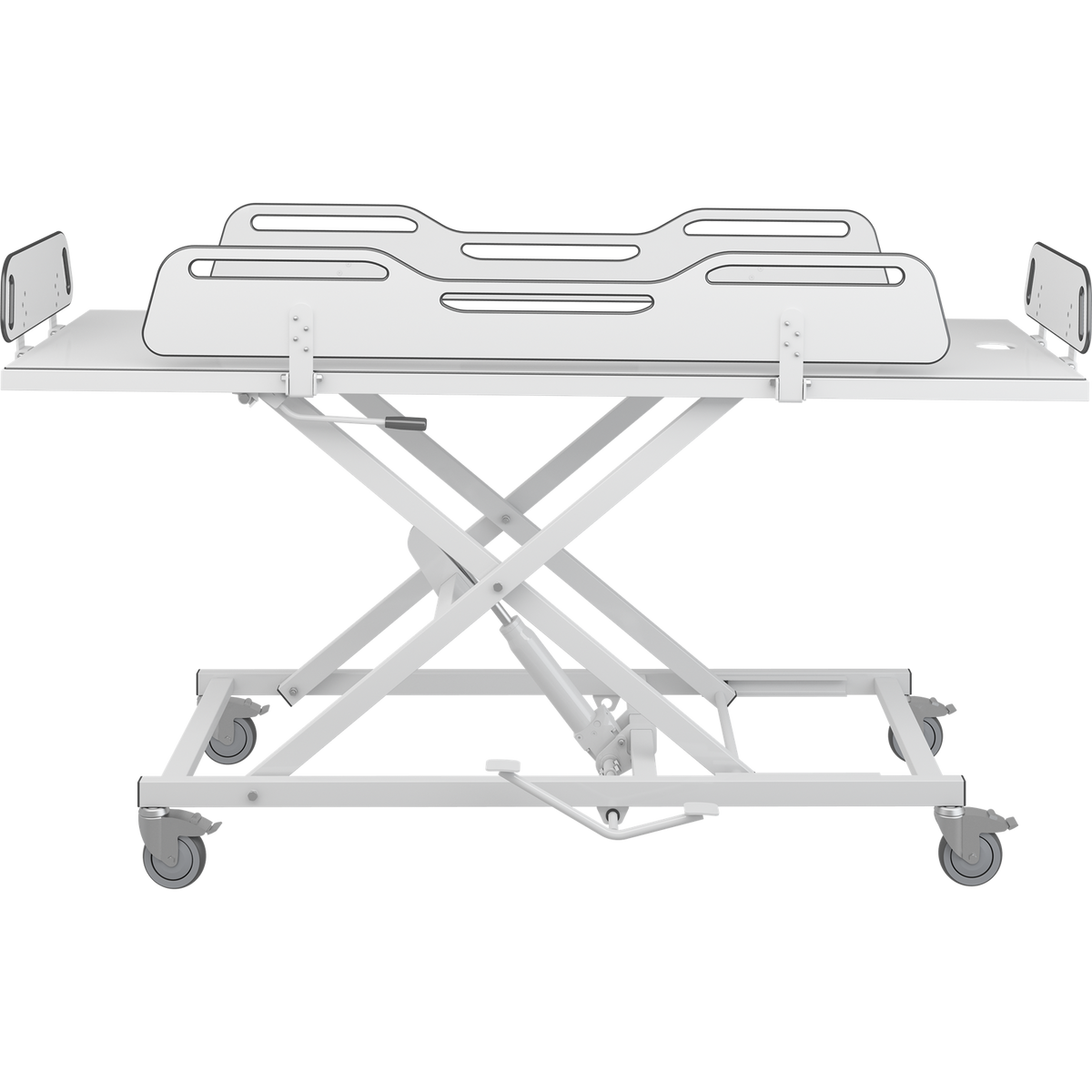 Pressalit MSCT 4 shower change trolley with four fold-down sides