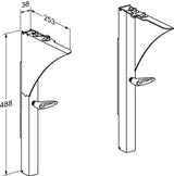 Pressalit MATRIX height adjustable supports dimension drawing