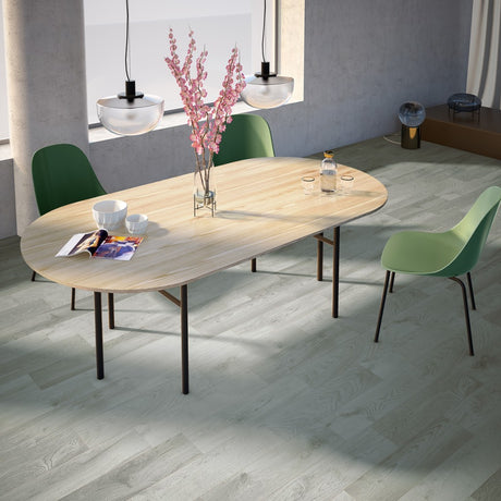 Del Mar grey wood-effect matt porcelain wall and floor plank tile 202x802mm