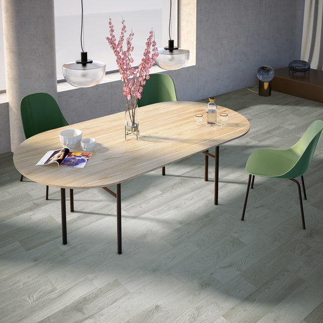 Del Mar grey wood-effect matt porcelain wall and floor plank tile 202x802mm