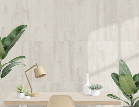 Del Mar white oak wood-effect matt porcelain wall and floor plank tile 202x802mm