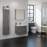 Kartell K-VIT Purity 800mm Wall Mounted 2 Drawer Unit With Mid Depth Ceramic Basin - Storm Grey Gloss (FUR056PU-FUR062PU)