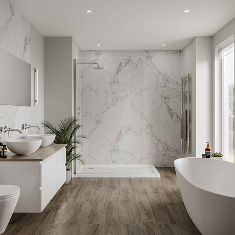 Multipanel Linda Barker Calacatta Marble Bathroom Wall Panel, photo 4