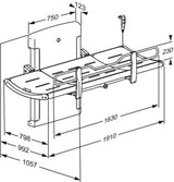 Pressalit SCT 3000 electric shower change table dimension drawing