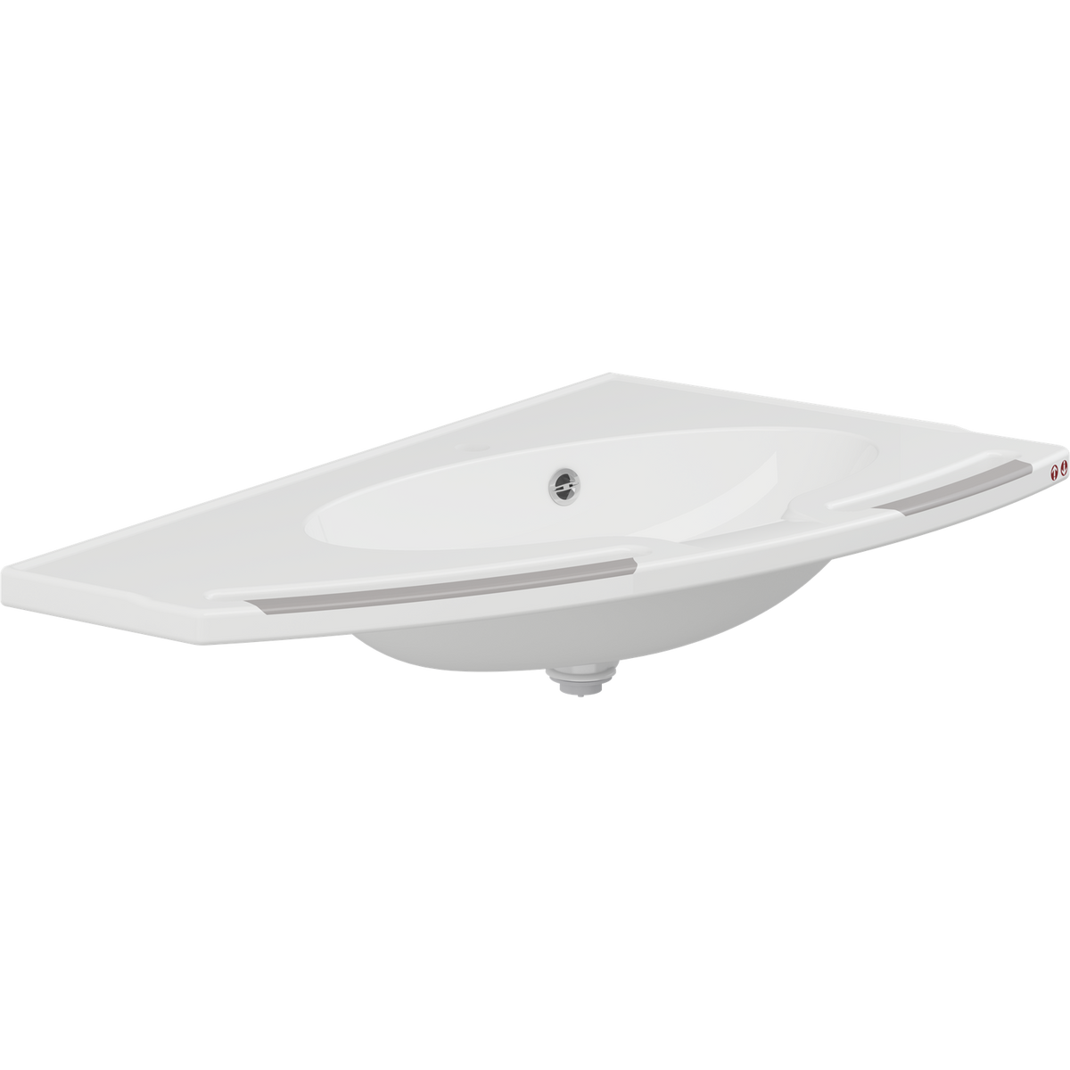 Pressalit MATRIX ANGLE DEEP wash basin with operating buttons, left-facing, with overflow