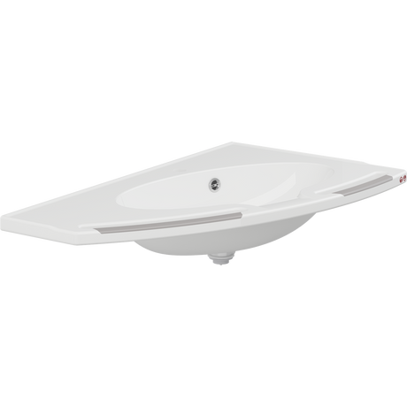 Pressalit MATRIX ANGLE DEEP wash basin with operating buttons, left-facing, with overflow