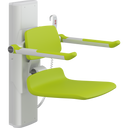 Pressalit PLUS shower seat – 450 mm Electric – Back & Armrests, Standard Seat, Lime Green