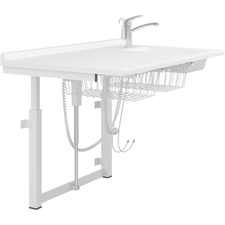 Pressalit daycare changing table with integrated sink and mixer tap