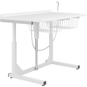 Pressalit freestanding daycare changing table with wire baskets
