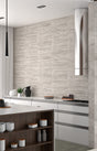 Edgartown grey stone effect overlap decor matt ceramic wall tile 300x600mm