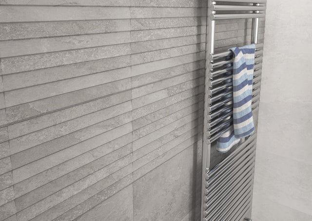 Edgartown grey stone effect matt ceramic wall tile 270x420mm