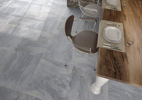 Edgartown grey stone effect matt porcelain wall and floor tile 600x600mm