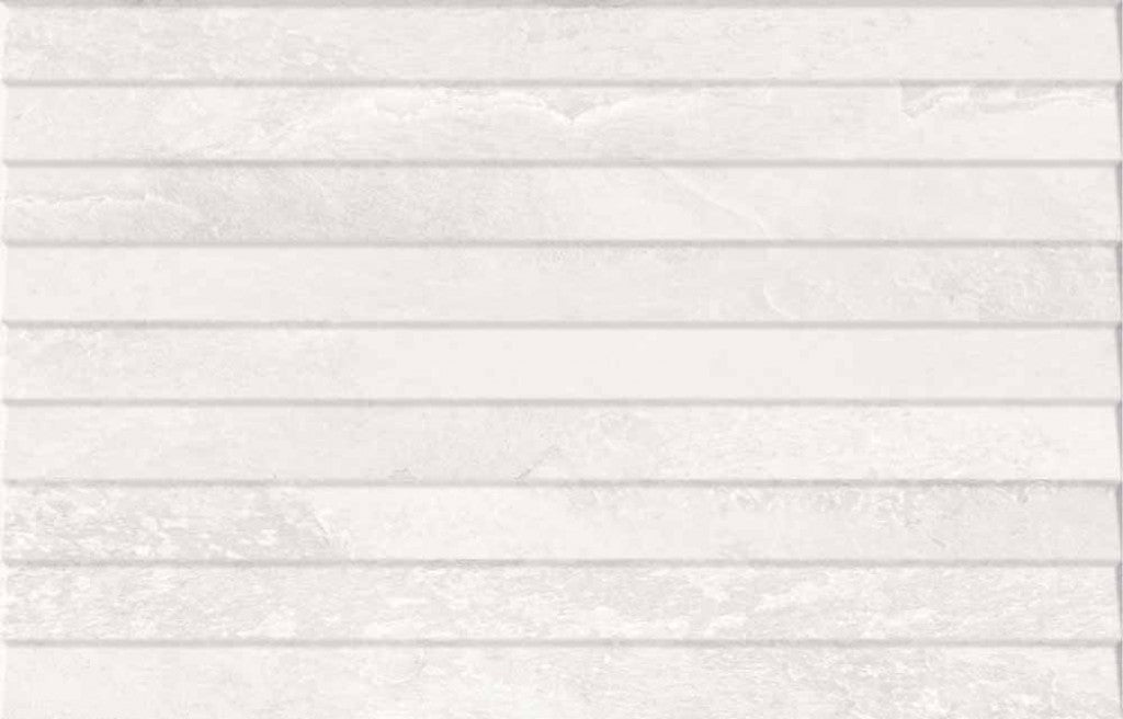 Edgartown white matt ceramic overlap decor tile 270x420mm face
