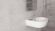 Edgartown white stone effect matt ceramic wall tile 270x420mm in a bathroom setting