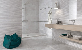 Edgartown white stone effect matt ceramic wall tile 300x900mm