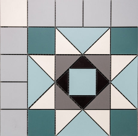 Edisto emerald green Victorian pattern porcelain floor sheet 338x338mm
