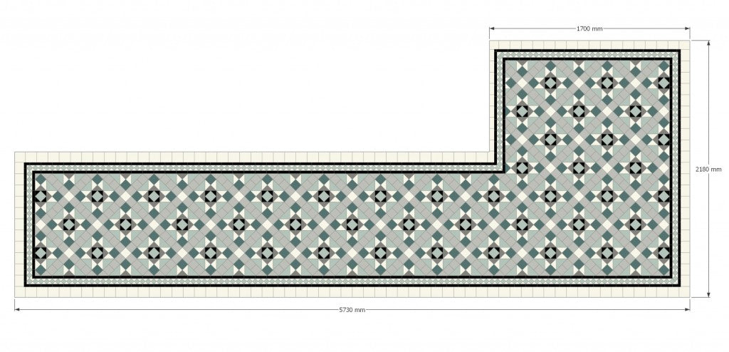 Edisto emerald green Victorian floor tile pattern detail