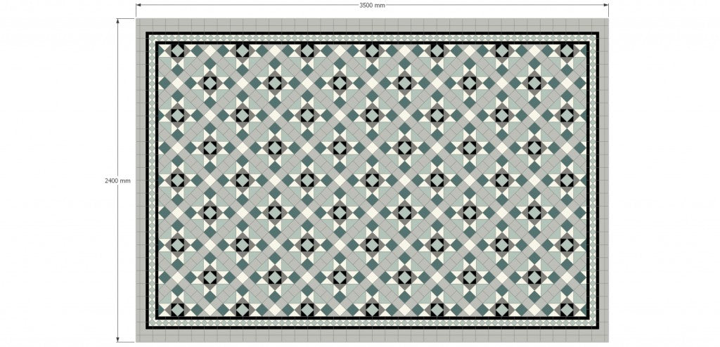 Edisto emerald green Victorian pattern matt porcelain floor tile close-up