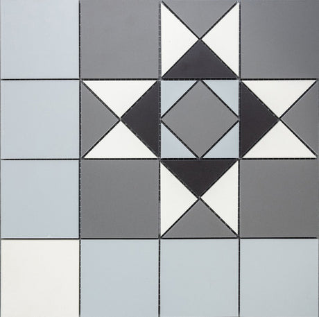 Edisto mixed grey Victorian pattern porcelain floor sheet 338x338mm