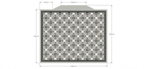 Edisto mixed grey Victorian pattern matt porcelain floor tile close-up