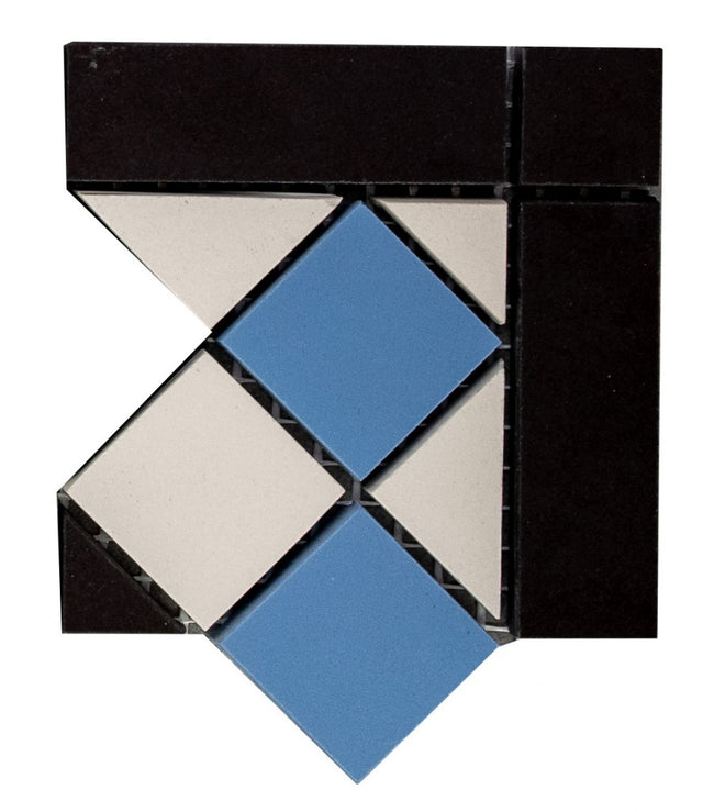 Edisto ocean blue Victorian style matt porcelain corner floor tile 93x93mm