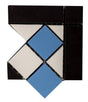 Edisto ocean blue Victorian style matt porcelain corner floor tile 93x93mm