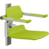 Pressalit PLUS shower seat – 450 mm Manual – Back & Armrests, Standard Seat, Lime Green