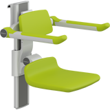 Pressalit PLUS shower seat – 310 mm Manual – Back & Armrests, Standard Seat, Lime Green