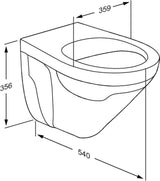 Pressalit wall hung toilet 540 mm – dimensions drawing