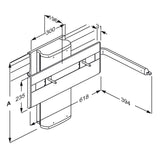 Pressalit PLUS track-mounted wash basin bracket dimension drawing