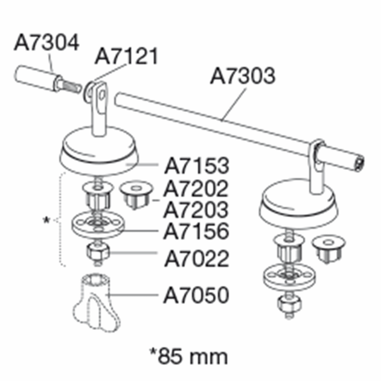 Pressalit D92 extra strong cross-bar hinge drawing