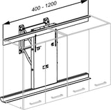 Pressalit INDIVO wall cupboard lift dimension drawing