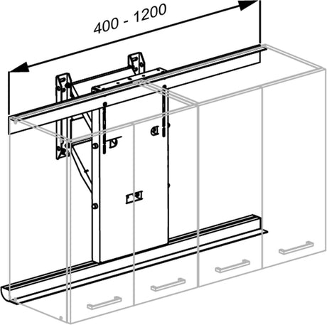 Pressalit INDIVO wall cupboard lift dimension drawing