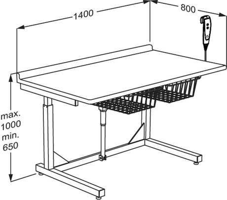 Pressalit freestanding daycare changing table dimension drawing