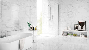 Falmouth Calacatta White marble effect gloss ceramic wall tile 270x420mm