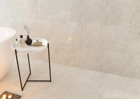 Falmouth Cream marble effect gloss ceramic wall tile 270x420mm