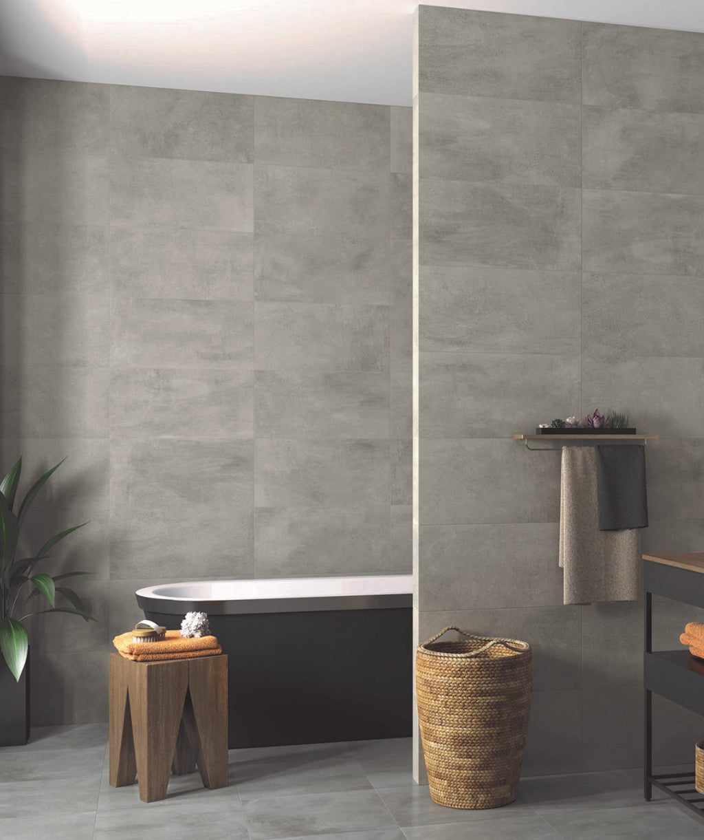 Falmouth Grey marble effect matt ceramic wall tile 270x420mm