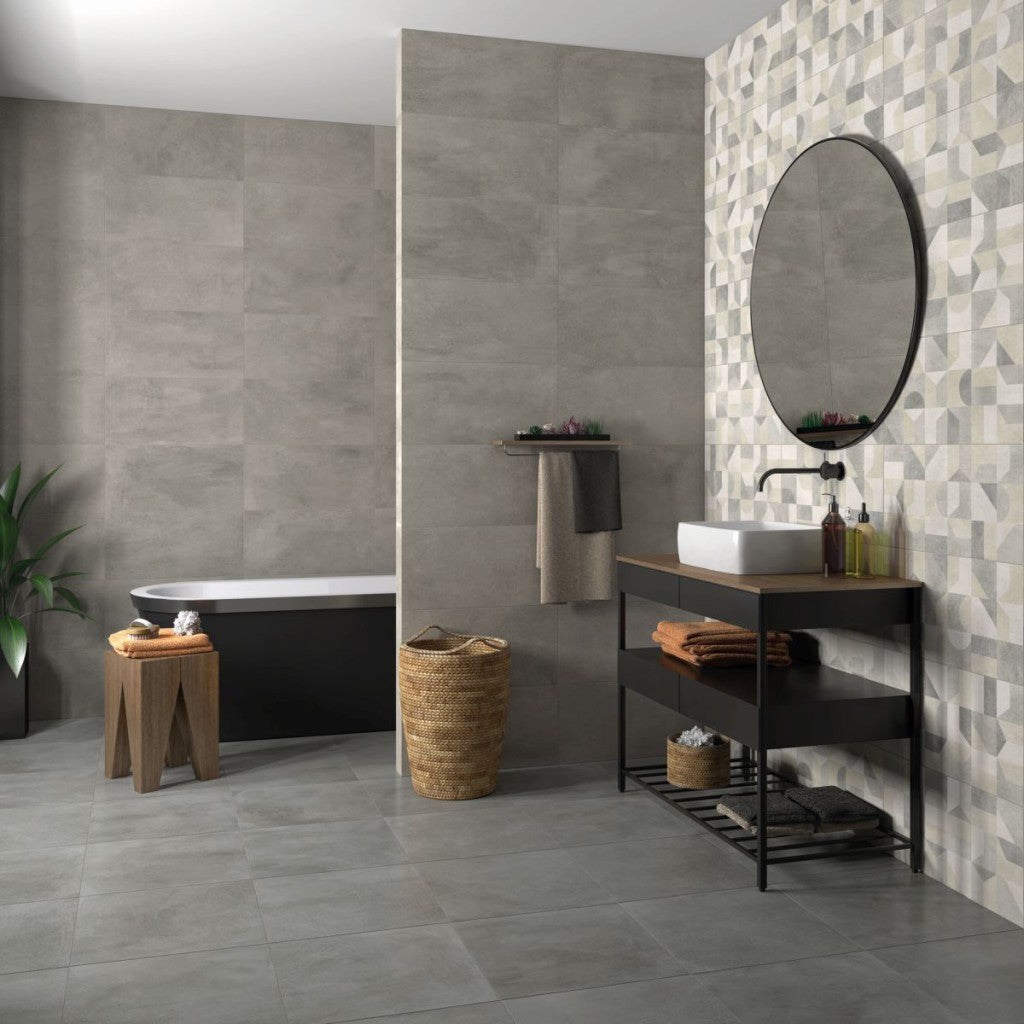 Falmouth Grey marble effect wall tile detail