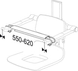 Pressalit PLUS front support 550–620 mm – dimension drawing