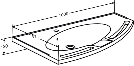 Pressalit MATRIX ANGLE wash basin dimension drawing